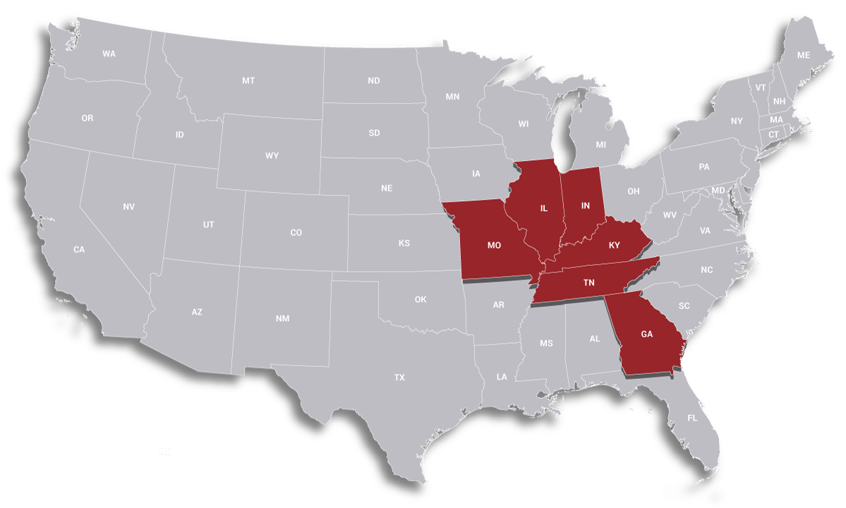 Henneberger & Flynn proudly serves the states of Kentucky, Illinois, Indiana, Tennessee and Georgia